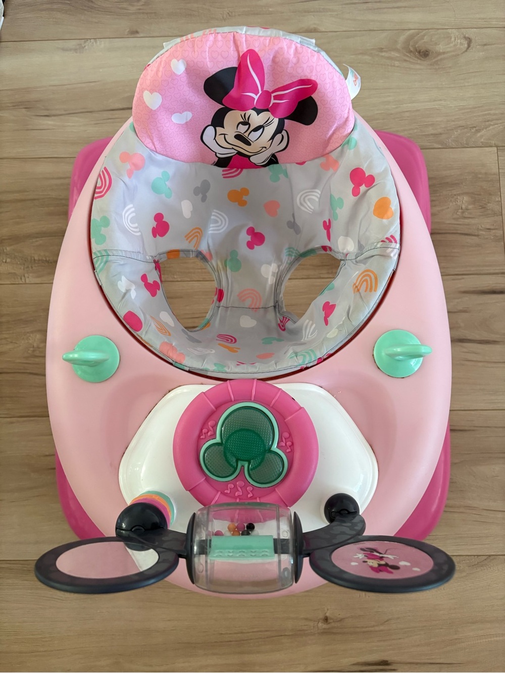 Disney Pink Minnie Mouse Baby Walker with Pastel Accent Play Tray